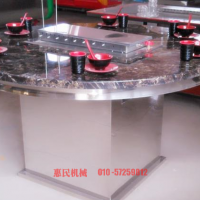 金色惠民大理石燒烤桌，烤涮一體桌，大理石自動(dòng)翻轉(zhuǎn)燒烤桌