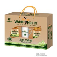 廠家直銷天柱山特產(chǎn)皖峰原生金銀花天然蜂蜜禮盒裝900g送100g