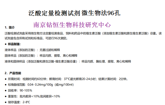 泛酸檢測(cè)試劑盒